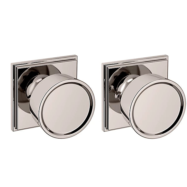 Baldwin Estate K008 Hollywood Hillls Privacy Knob with R050 Rose in Lifetime Polished Nickel finish