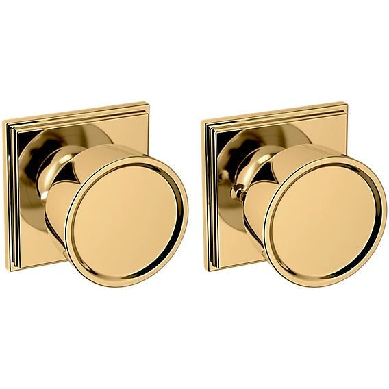 Baldwin Estate K008 Hollywood Hillls Privacy Knob with R050 Rosette in Lifetime Polished Brass finish