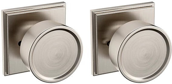 Baldwin Estate K008 Hollywood Hillls Privacy Knob with R050 Rosette in Lifetime Satin Nickel finish