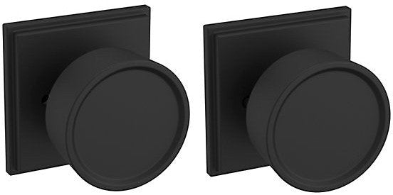 Baldwin Estate K008 Hollywood Hillls Privacy Knob with R050 Rosette in Satin Black finish