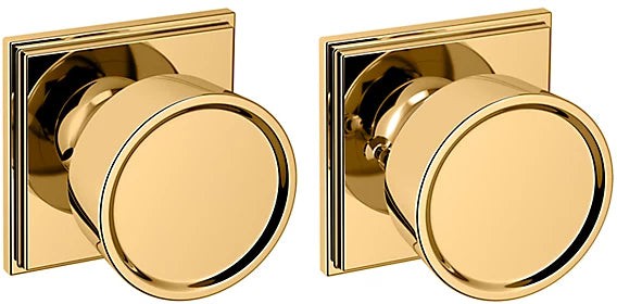 Baldwin Estate K008 Hollywood Hillls Privacy Knob with R050 Rosette in Unlacquered Brass finish