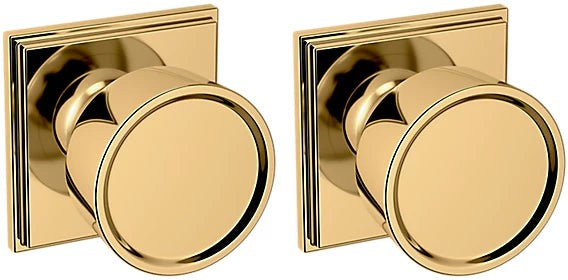 Baldwin Estate K008 Hollywood Hills Full Dummy Knob with R050 Rosette in Lifetime Polished Brass finish