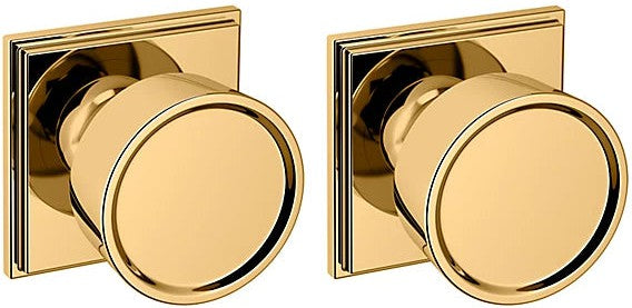 Baldwin Estate K008 Hollywood Hills Full Dummy Knob with R050 Rosette in Unlacquered Brass finish