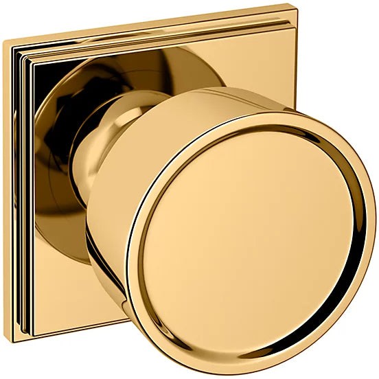 Baldwin Estate K008 Hollywood Hills Half Dummy Knob with R050 Rosette in Unlacquered Brass finish