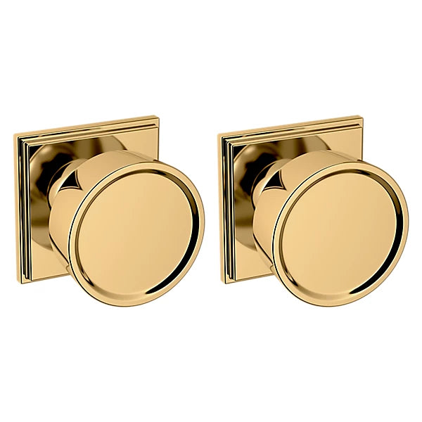 Baldwin Estate K009 Hollywood Hills Full Dummy Knob with R050 Rose in Lifetime Polished Brass finish