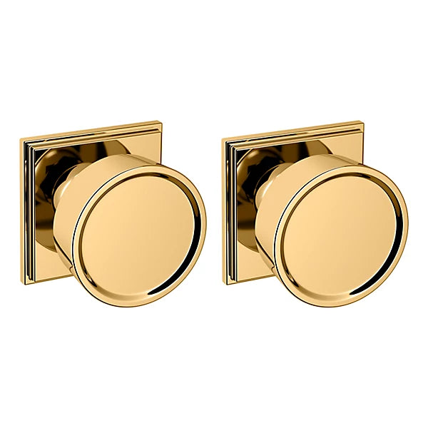 Baldwin Estate K009 Hollywood Hills Full Dummy Knob with R050 Rose in Unlacquered Brass finish