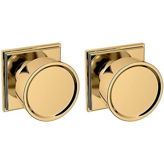 Baldwin Estate K009 Hollywood Hills Full Dummy Knob with R050 Rosette in Lifetime Polished Brass finish