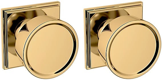 Baldwin Estate K009 Hollywood Hills Full Dummy Knob with R050 Rosette in Lifetime Polished Brass finish