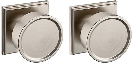 Baldwin Estate K009 Hollywood Hills Full Dummy Knob with R050 Rosette in Lifetime Satin Nickel finish