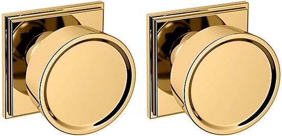 Baldwin Estate K009 Hollywood Hills Full Dummy Knob with R050 Rosette in Unlacquered Brass finish