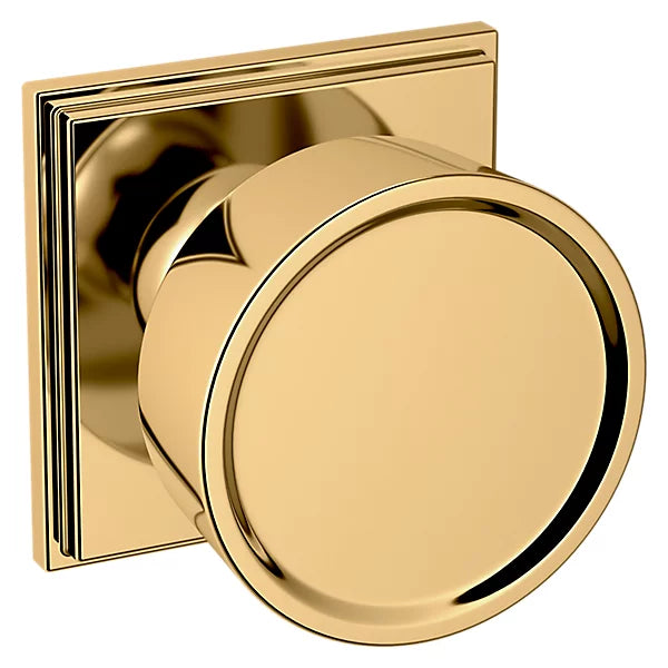 Baldwin Estate K009 Hollywood Hills Half Dummy Knob with R050 Rose in Lifetime Polished Brass finish