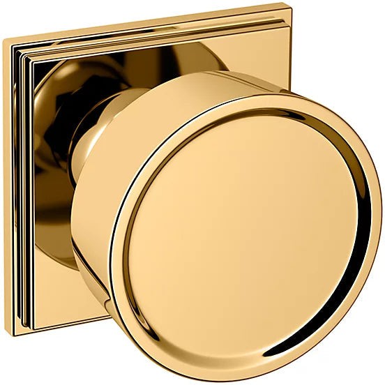 Baldwin Estate K009 Hollywood Hills Half Dummy Knob with R050 Rosette in Unlacquered Brass finish