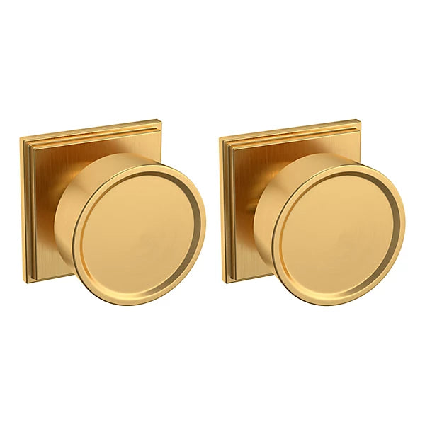 Baldwin Estate K009 Hollywood Hills Privacy Knob with R050 Rose in Lifetime Satin Brass finish