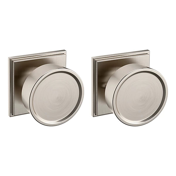 Baldwin Estate K009 Hollywood Hills Privacy Knob with R050 Rose in Lifetime Satin Nickel finish