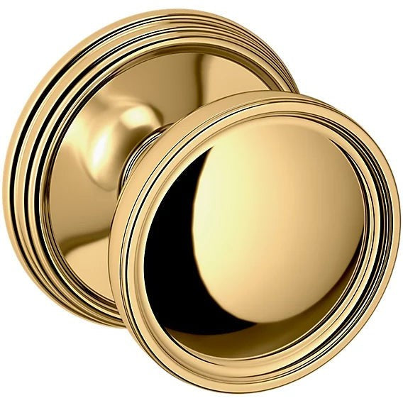 Baldwin Estate K012 Tulip Half Dummy Knob with 5078 Rosette in Lifetime Polished Brass finish