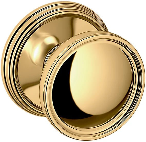 Baldwin Estate K012 Tulip Half Dummy Knob with 5078 Rosette in Unlacquered Brass finish