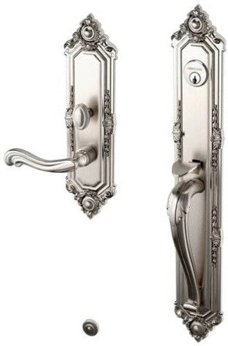 Baldwin Estate Kensington Mortise Handleset Entrance Trim with Interior 5108 Lever in Lifetime Satin Nickel finish