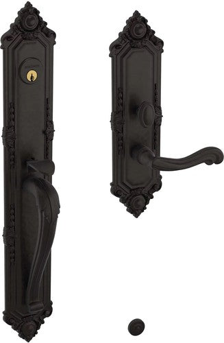 Baldwin Estate Kensington Mortise Handleset Entrance Trim with Interior 5108 Lever in Oil Rubbed Bronze finish