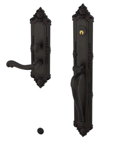 Baldwin Estate Kensington Mortise Handleset Entrance Trim with Interior Right Handed 5108 Lever in Oil Rubbed Bronze finish
