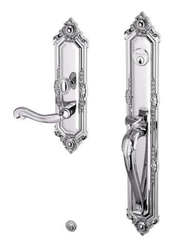 Baldwin Estate Kensington Mortise Handleset Entrance Trim with Interior Right Handed 5108 Lever in Polished Chrome finish