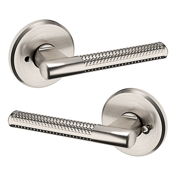 Baldwin Estate L015 Privacy Lever with R016 Rose in Lifetime Satin Nickel finish