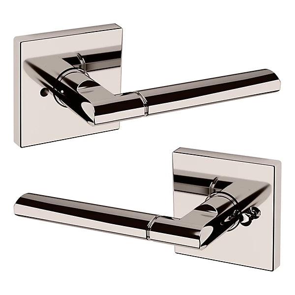 Baldwin Estate L021 Privacy Lever with R017 Rose in Lifetime Polished Nickel finish