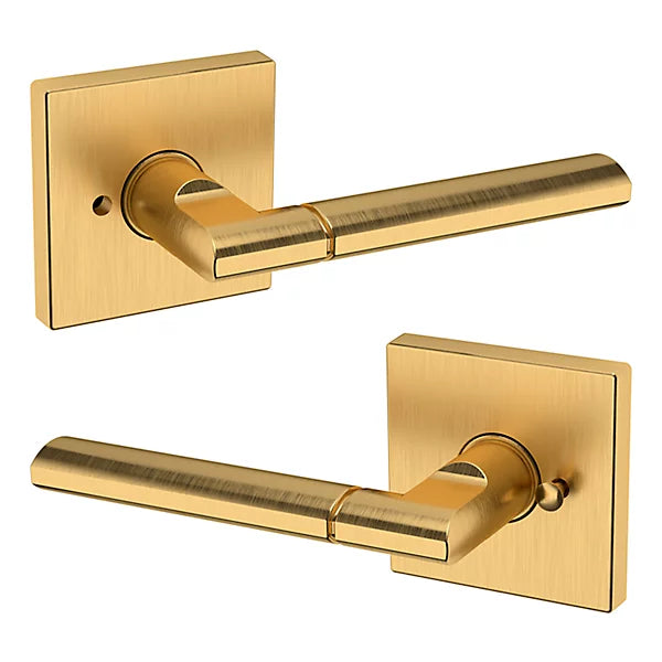 Baldwin Estate L021 Privacy Lever with R017 Rose in Lifetime Satin Brass finish