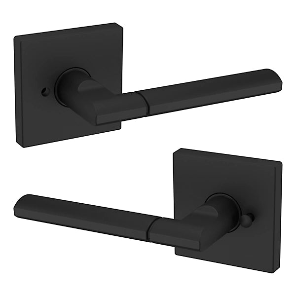 Baldwin Estate L021 Privacy Lever with R017 Rose in Satin Black finish