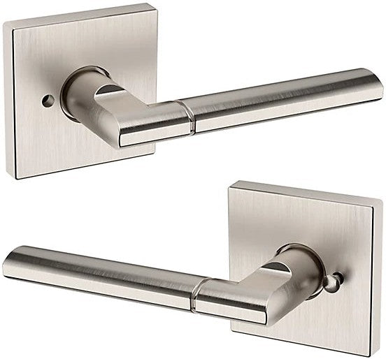 Baldwin Estate L021 Privacy Lever with R017 Rosette in Lifetime Satin Nickel finish