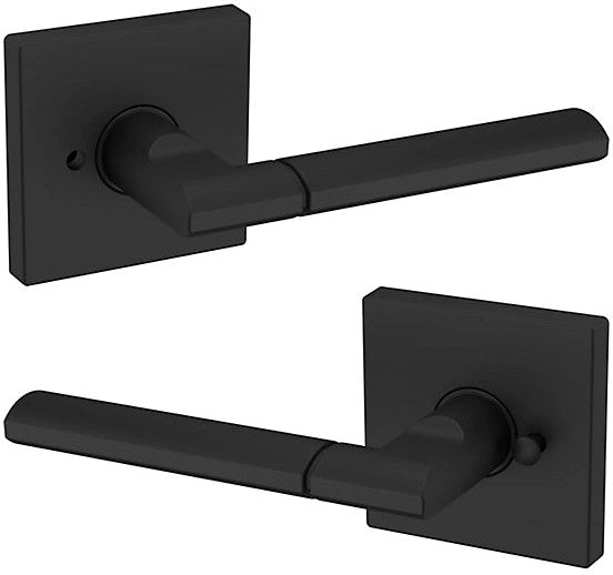 Baldwin Estate L021 Privacy Lever with R017 Rosette in Satin Black finish