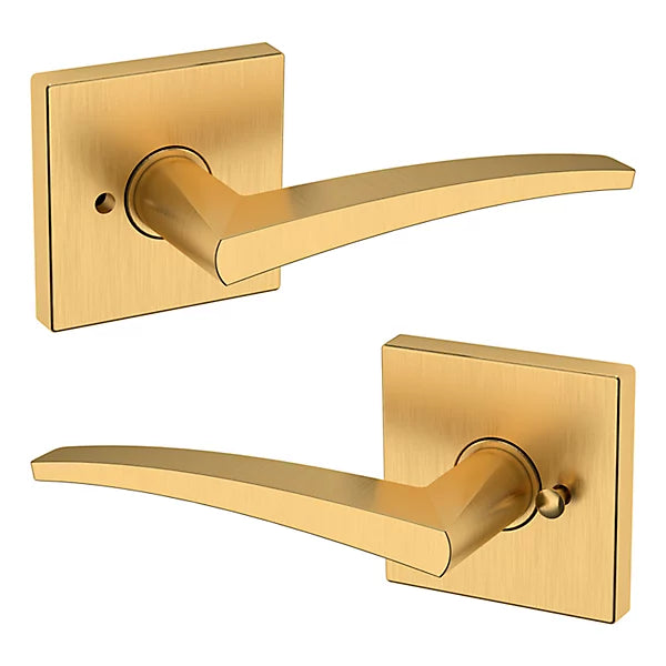 Baldwin Estate L022 Privacy Lever with R017 Rose in Lifetime Satin Brass finish