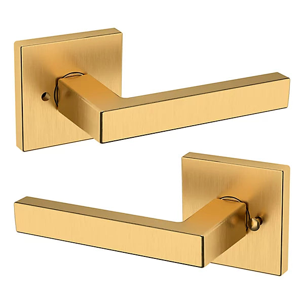 Baldwin Estate L023 Privacy Lever with R017 Rose in Lifetime Satin Brass finish