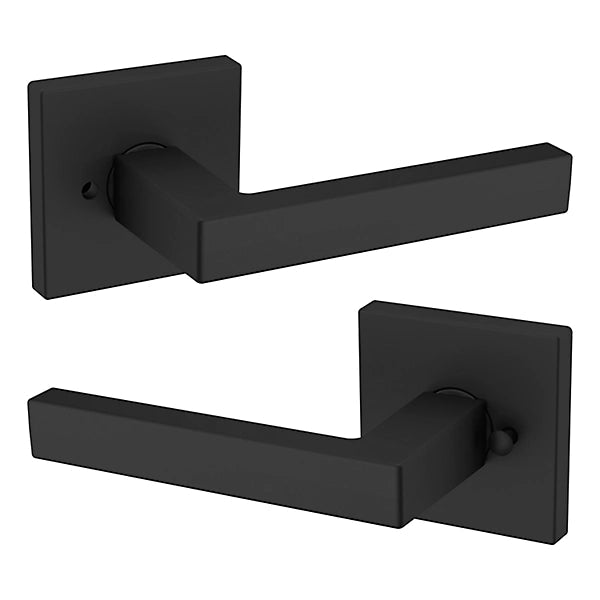 Baldwin Estate L023 Privacy Lever with R017 Rose in Satin Black finish