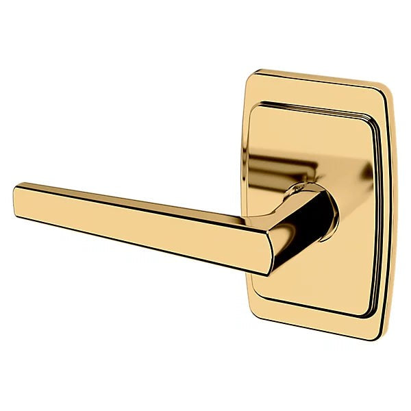 Baldwin Estate L024 Left Handed Half Dummy Lever with R046 Rose in Lifetime Polished Brass finish