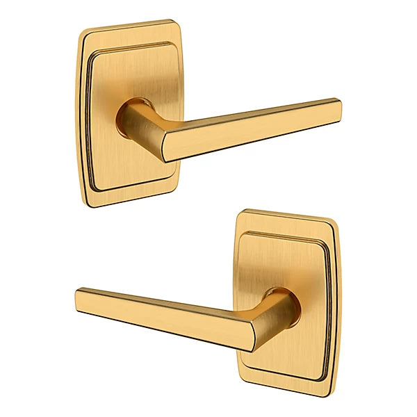 Baldwin Estate L024 Passage Lever with R046 Rose in Lifetime Satin Brass finish