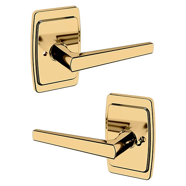 Baldwin Estate L024 Privacy Lever with R046 Rose in Lifetime Polished Brass finish