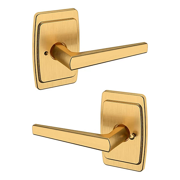 Baldwin Estate L024 Privacy Lever with R046 Rose in Lifetime Satin Brass finish