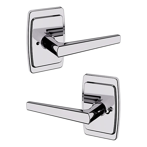 Baldwin Estate L024 Privacy Lever with R046 Rose in Polished Chrome finish