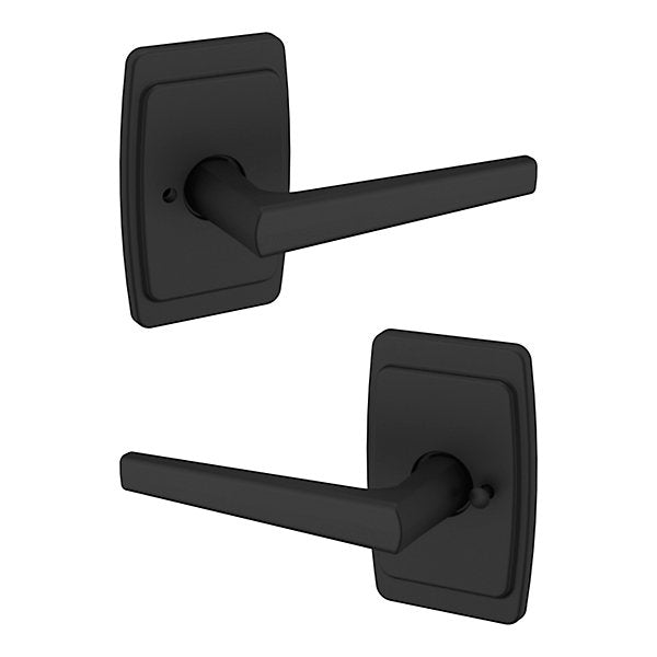 Baldwin Estate L024 Privacy Lever with R046 Rose in Satin Black finish