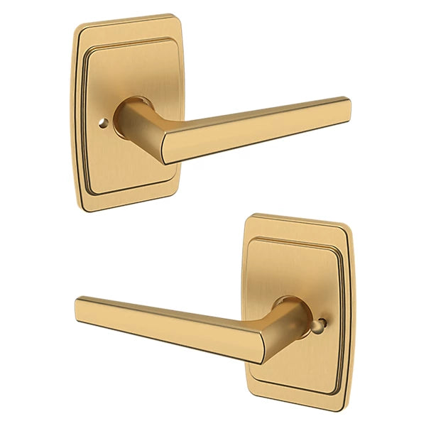 Baldwin Estate L024 Privacy Lever with R046 Rose in Vintage Brass finish