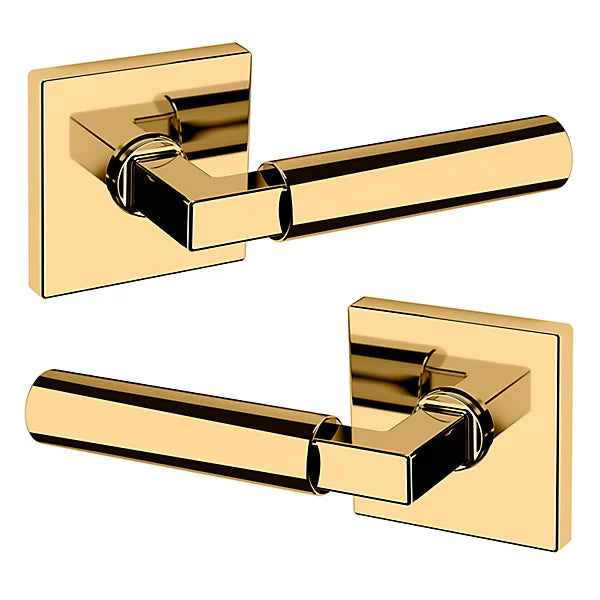 Baldwin Estate L029 Gramercy Full Dummy Lever with R017 Rose in Unlacquered Brass finish