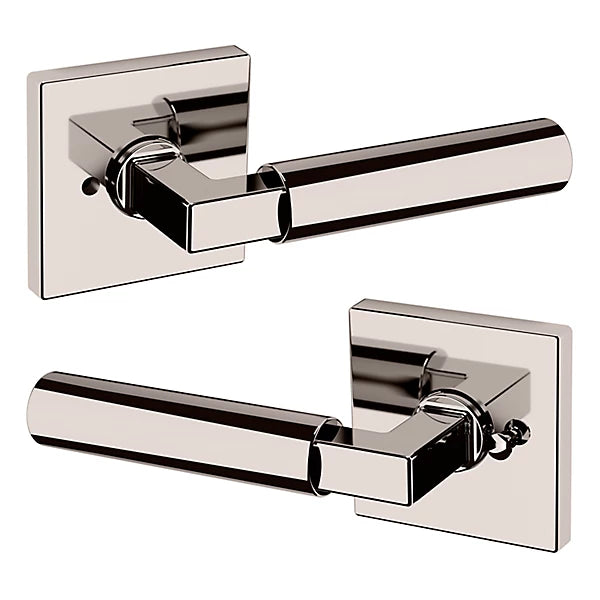 Baldwin Estate L029 Gramercy Privacy Lever with R017 Rose in Lifetime Polished Nickel finish