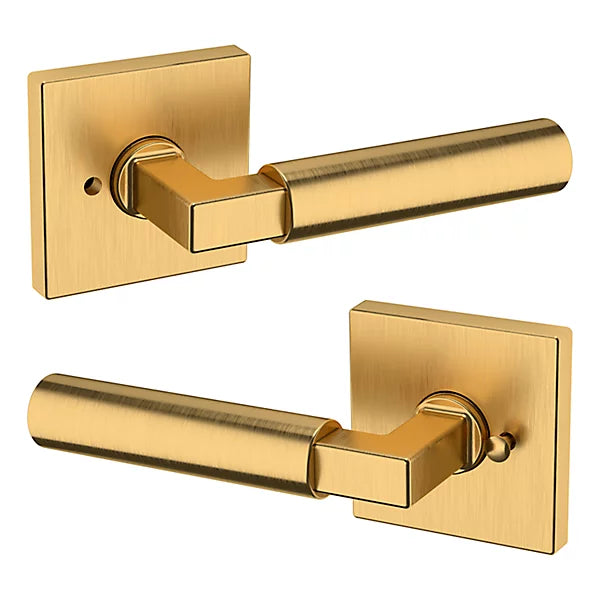 Baldwin Estate L029 Gramercy Privacy Lever with R017 Rose in Lifetime Satin Brass finish