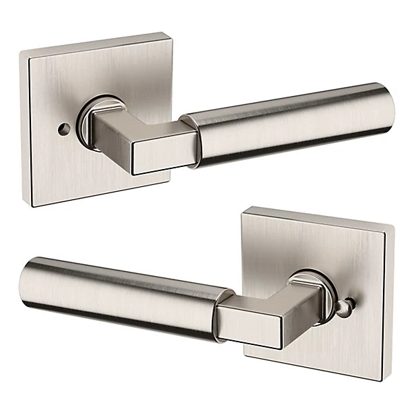 Baldwin Estate L029 Gramercy Privacy Lever with R017 Rose in Lifetime Satin Nickel finish