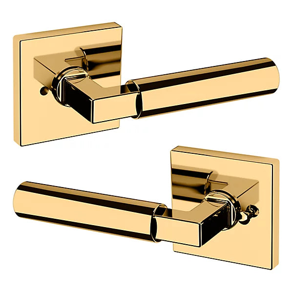 Baldwin Estate L029 Gramercy Privacy Lever with R017 Rose in Unlacquered Brass finish