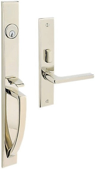 Baldwin Estate Lakeshore Mortise Handleset Entrance Trim with Interior 5162 Lever in Lifetime Polished Nickel finish