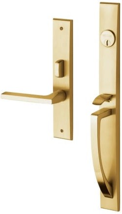 Baldwin Estate Lakeshore Mortise Handleset Entrance Trim with Interior 5162 Lever in Lifetime Satin Brass finish