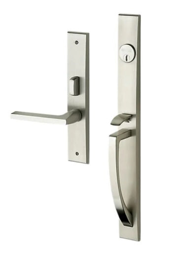Baldwin Estate Lakeshore Mortise Handleset Entrance Trim with Right Handed Interior 5162 Lever in Lifetime Satin Nickel finish
