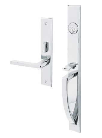 Baldwin Estate Lakeshore Mortise Handleset Entrance Trim with Right Handed Interior 5162 Lever in Polished Chrome finish