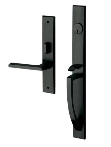 Baldwin Estate Lakeshore Mortise Handleset Entrance Trim with Right Handed Interior 5162 Lever in Satin Black finish
